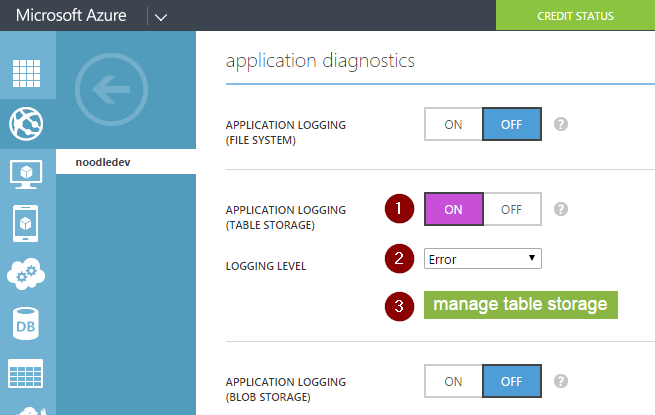 Web App, Application Diagnostics