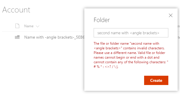 SharePoint folder invalid characters