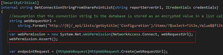 GetConnectionStringFromSharePointList Method