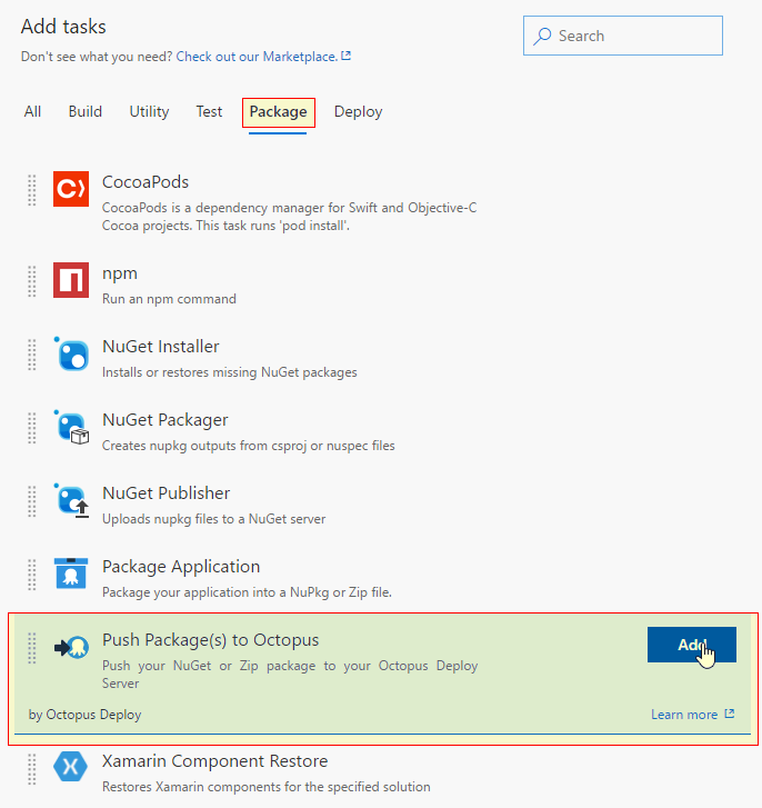 Add Push Package Task