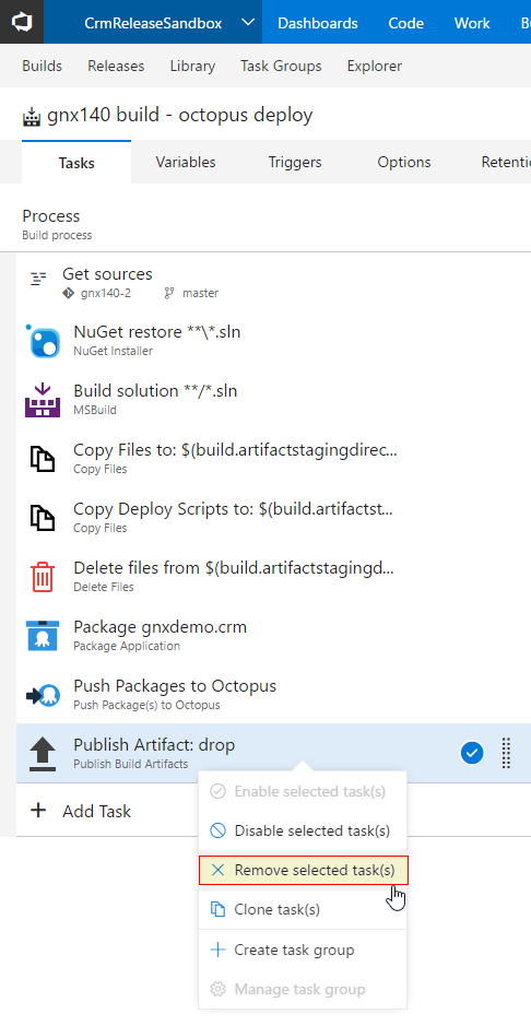 Remove Publish Artifact Task