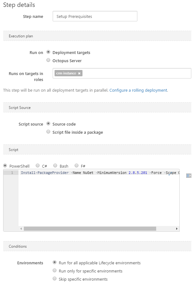 Existing Build Definition