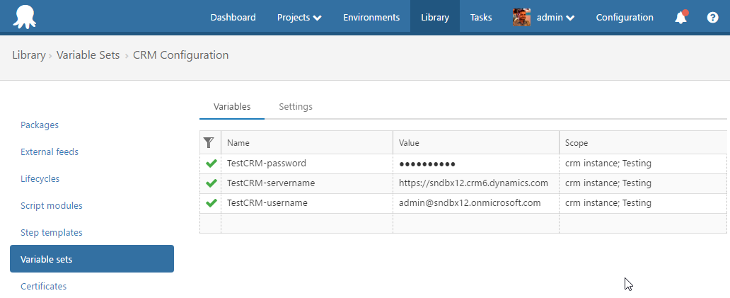 Existing Build Definition