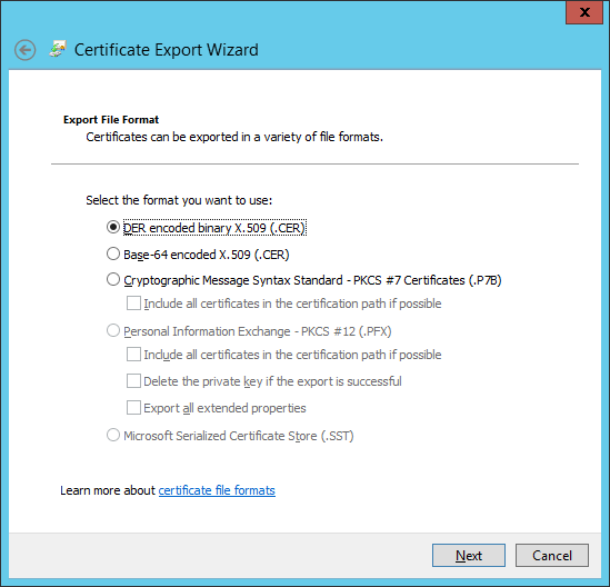 Export Cer Wizard 3