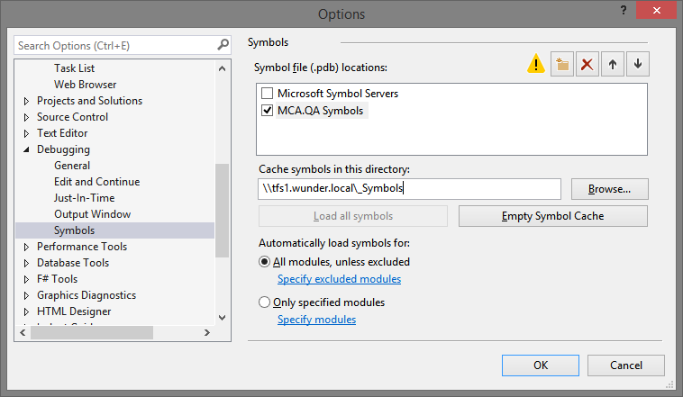 Setup the Symbol Cache