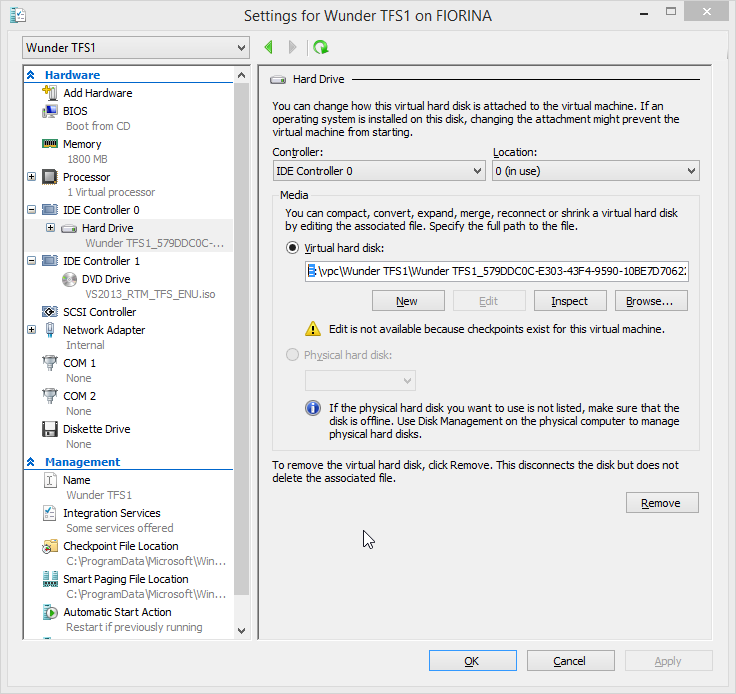 Updated Virtual Machine Settings